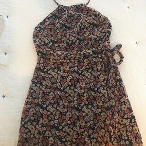 Abercrombie & Fitch, Black Floral Chiffon Halter Dress, S